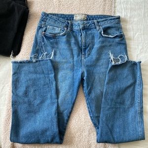 Free People Mid Rise Straight Leg Crop Jeans